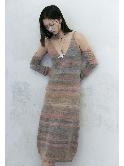 Gradation Knit V-Neck Cami Dress