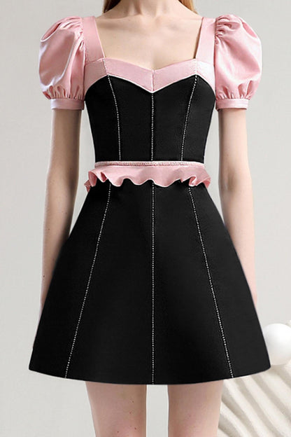 Lotus Trim Black Summer Dress