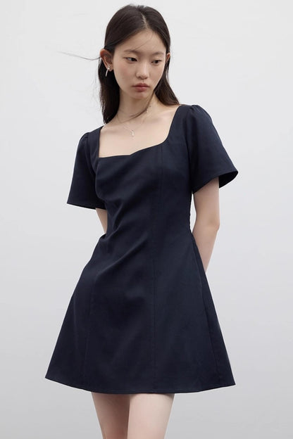 Linen Cotton Square Neck Dress