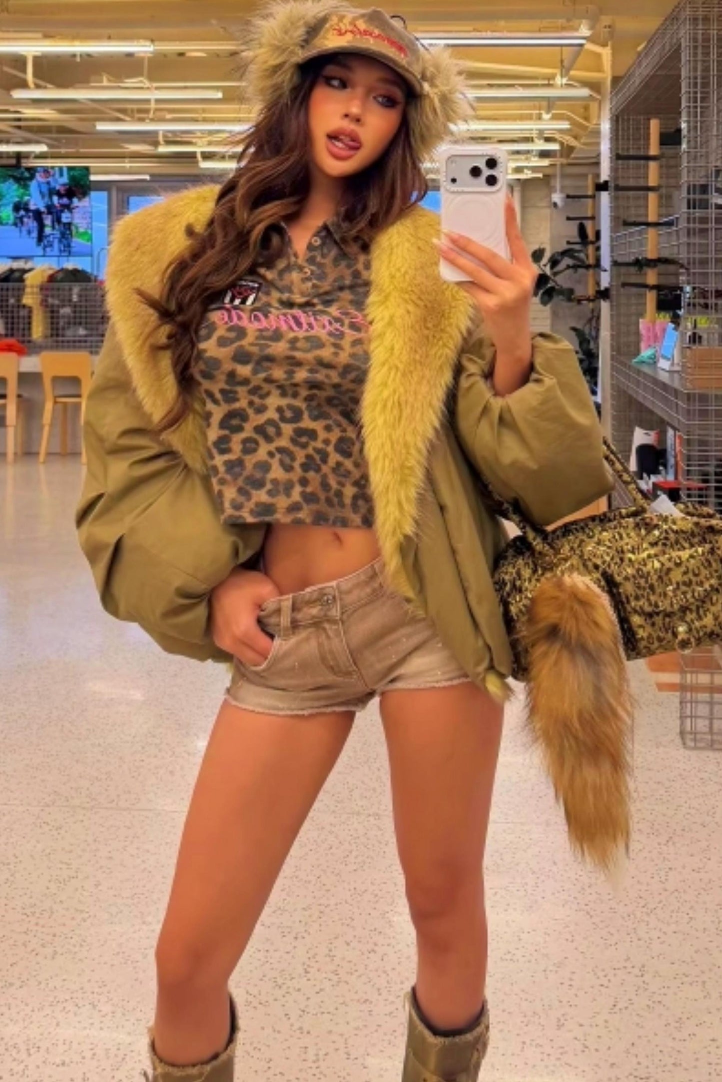 Leopard Print Polo Top