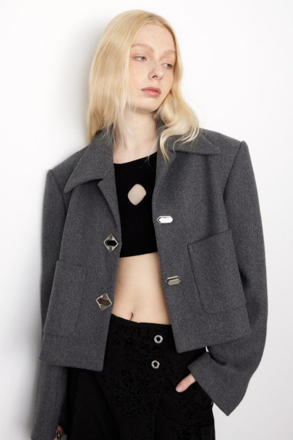 Chic Gray Tweed Blazer