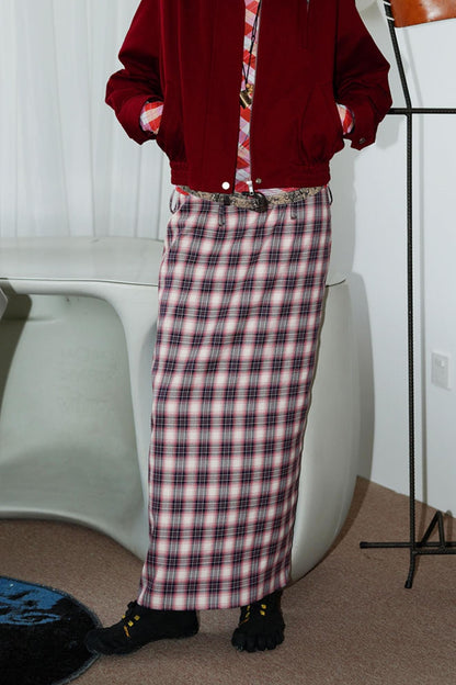 Vintage Long Straight Pleated Skirt