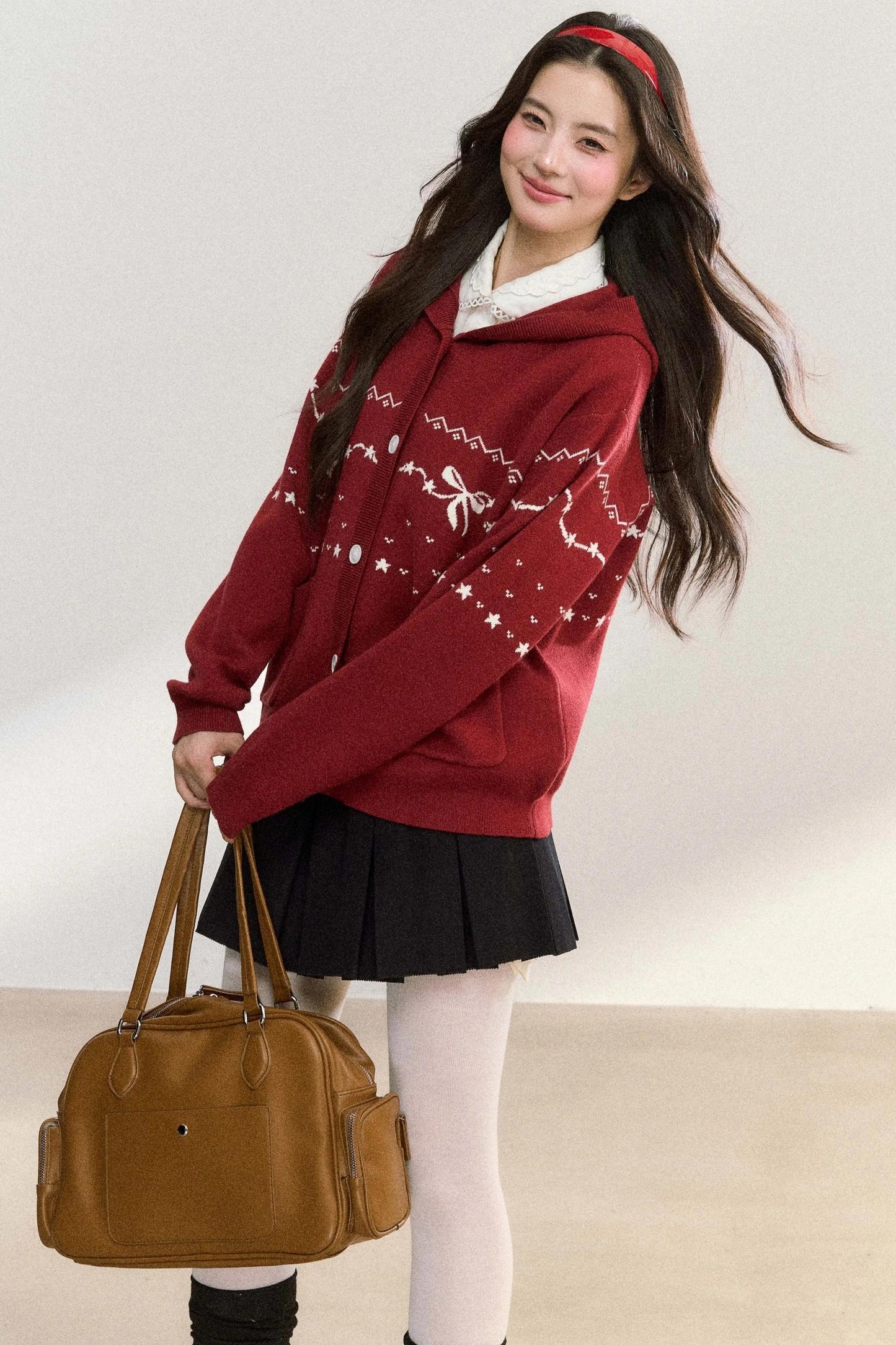 Fair Isle Hooded Knit Jacket