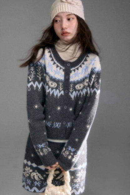 Snowflake Jacquard Cardigan Set-Up