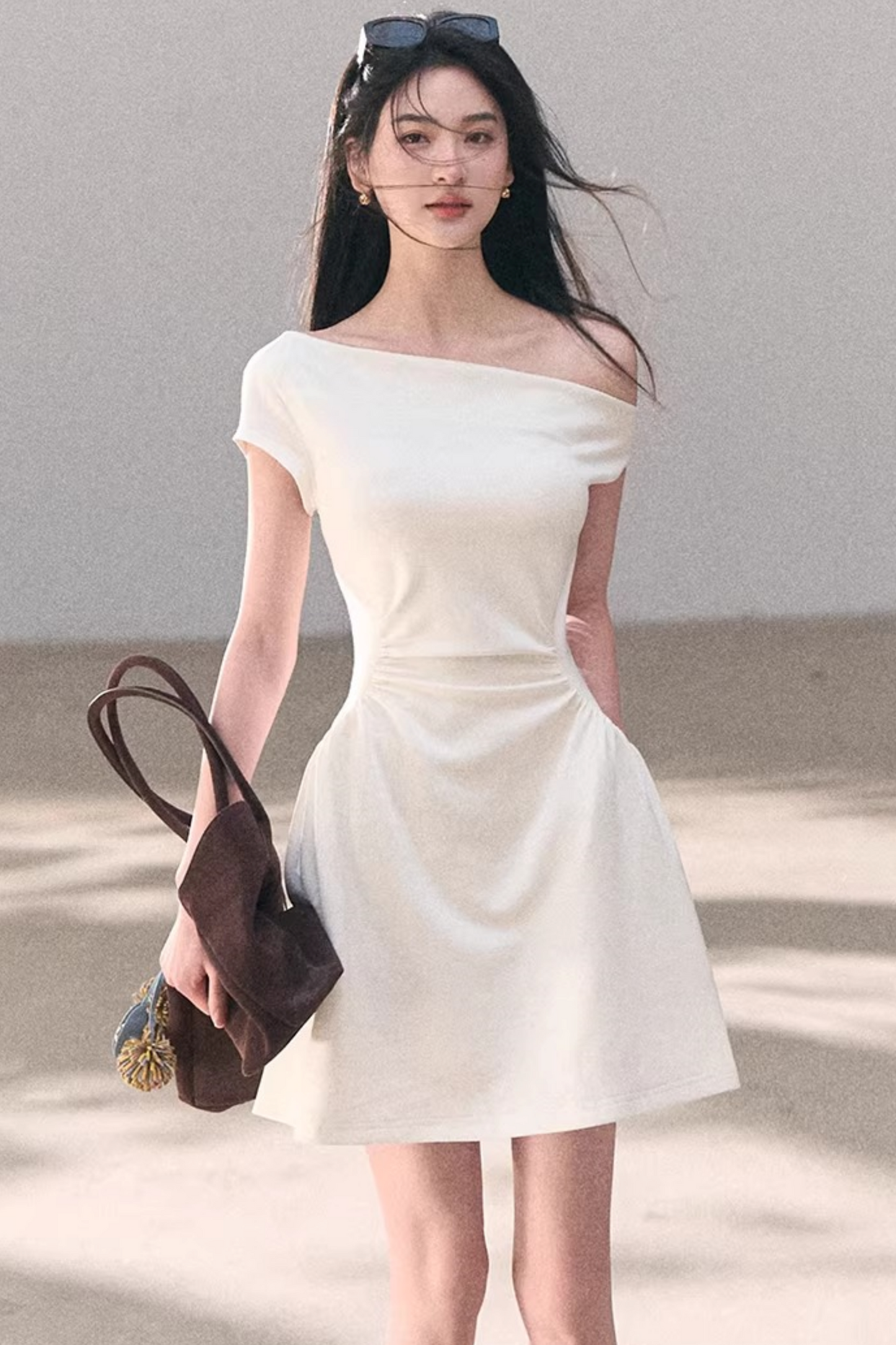 Lyocell-Asymmetrisches-Spitzenkleid