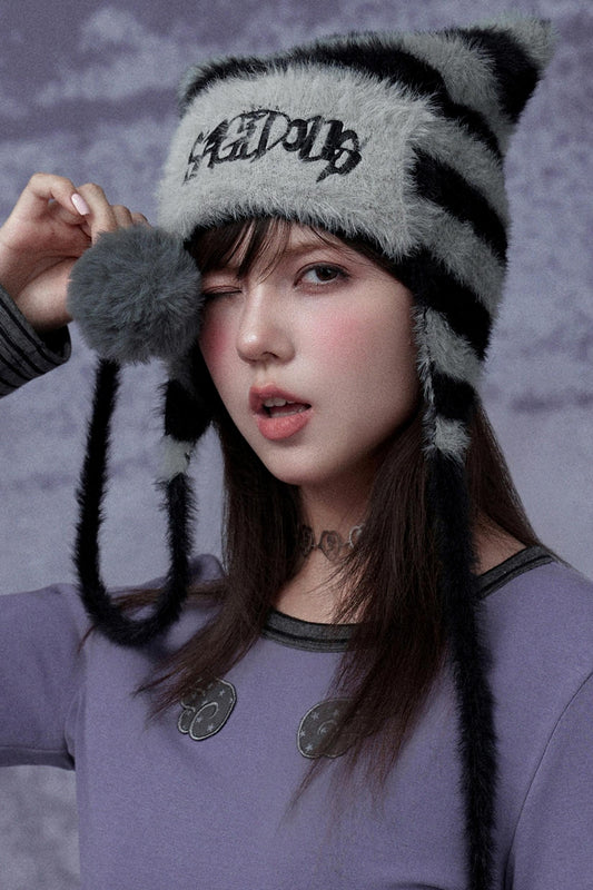 Faux Mink Cat Ear Hat