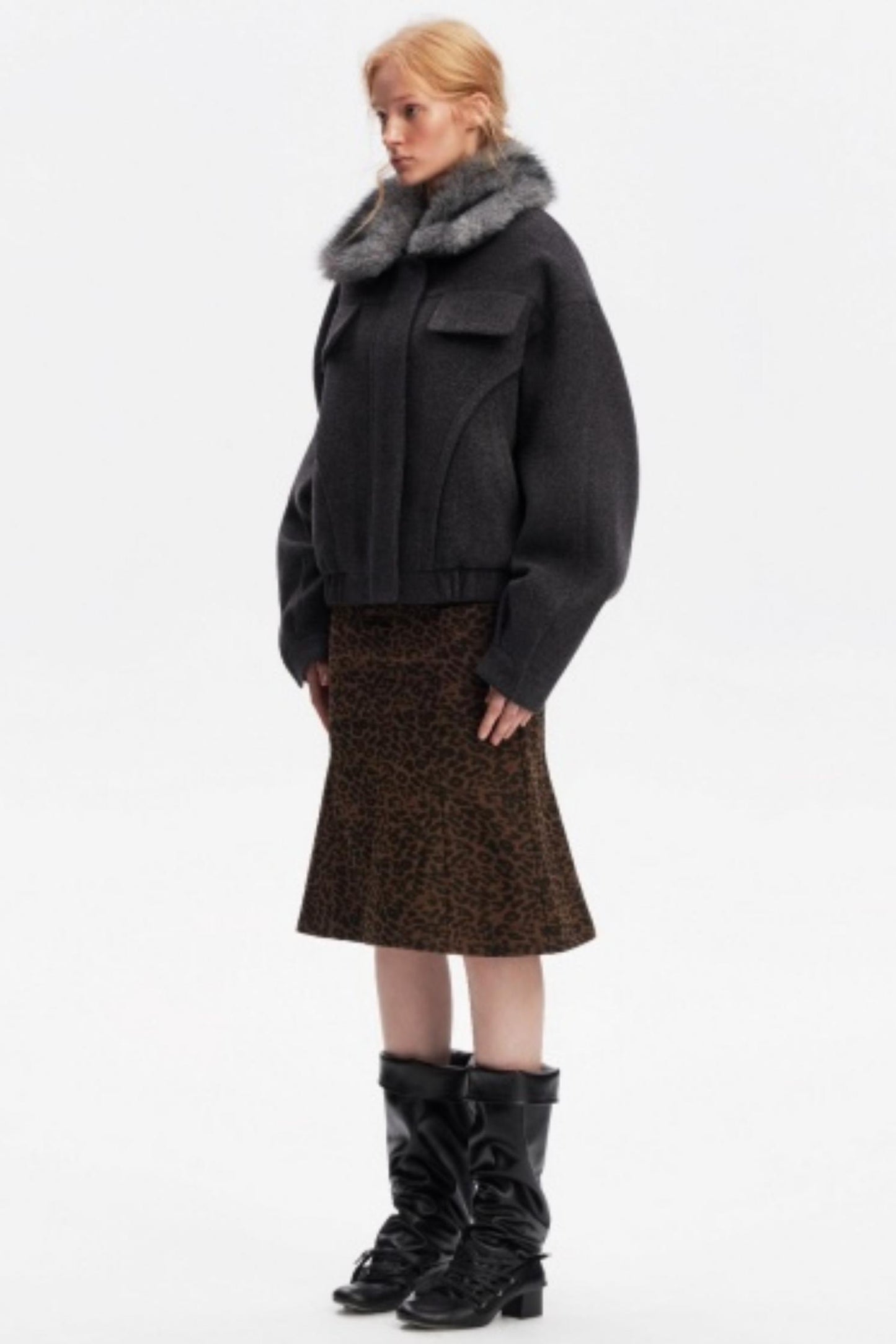 Leopard Print Fishtail Skirt