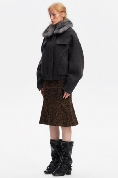 Leopard Print Fishtail Skirt