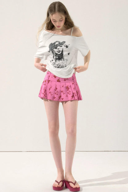 Sweet Pleated Short Skirt