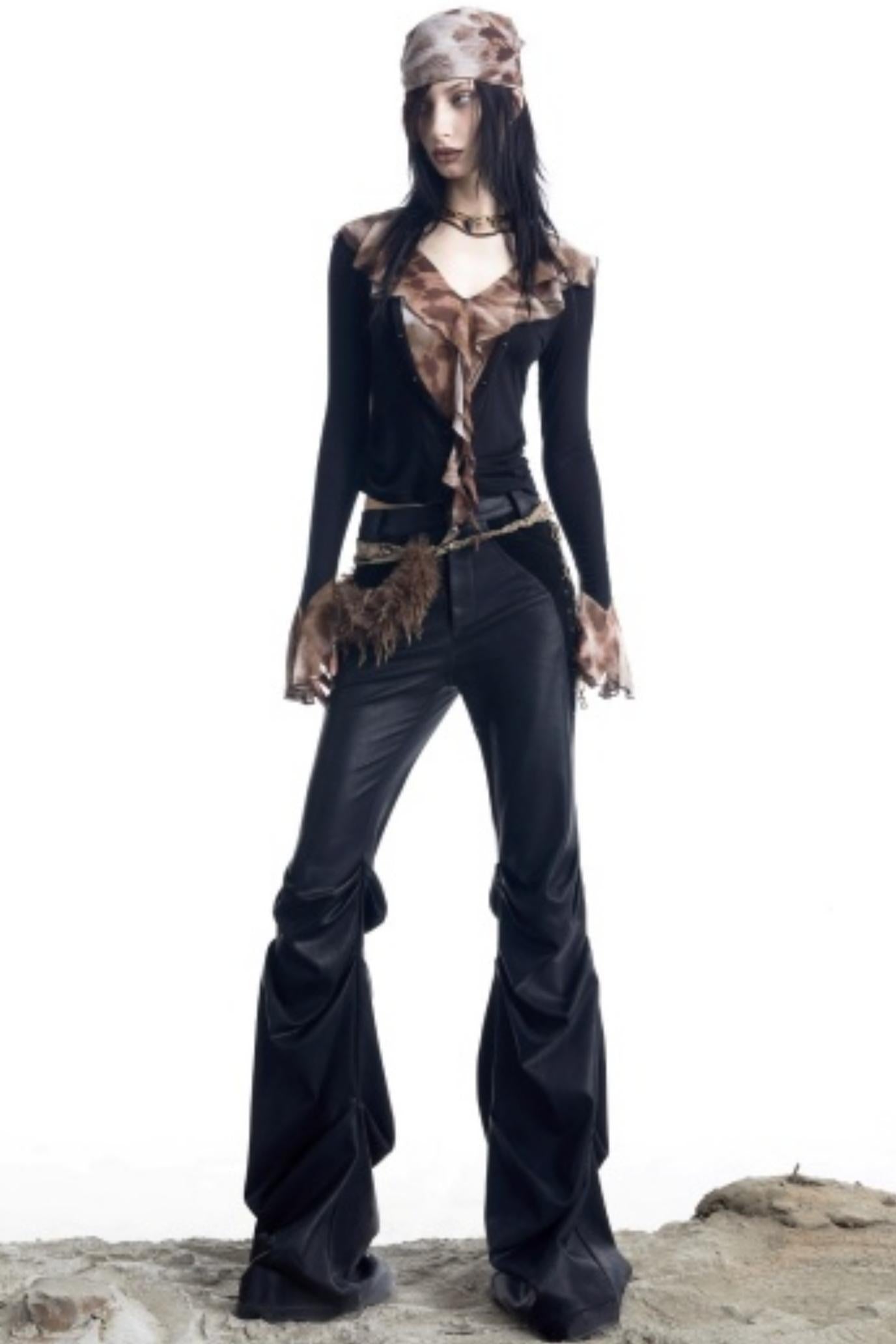 Lyocell Ruffled V-neck Pullover Top