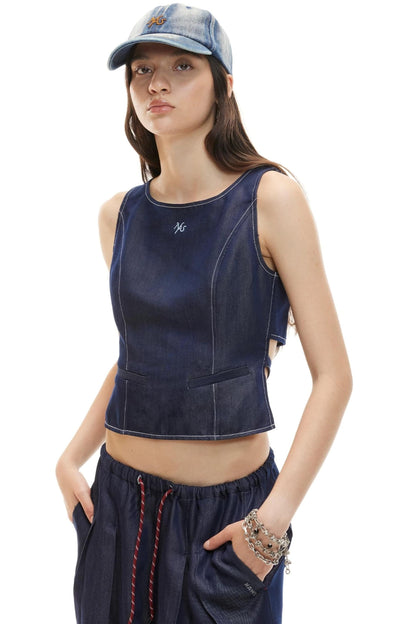 Backless Lyocell Denim Vest