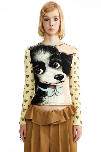 Cotton Puppy Print Base Top
