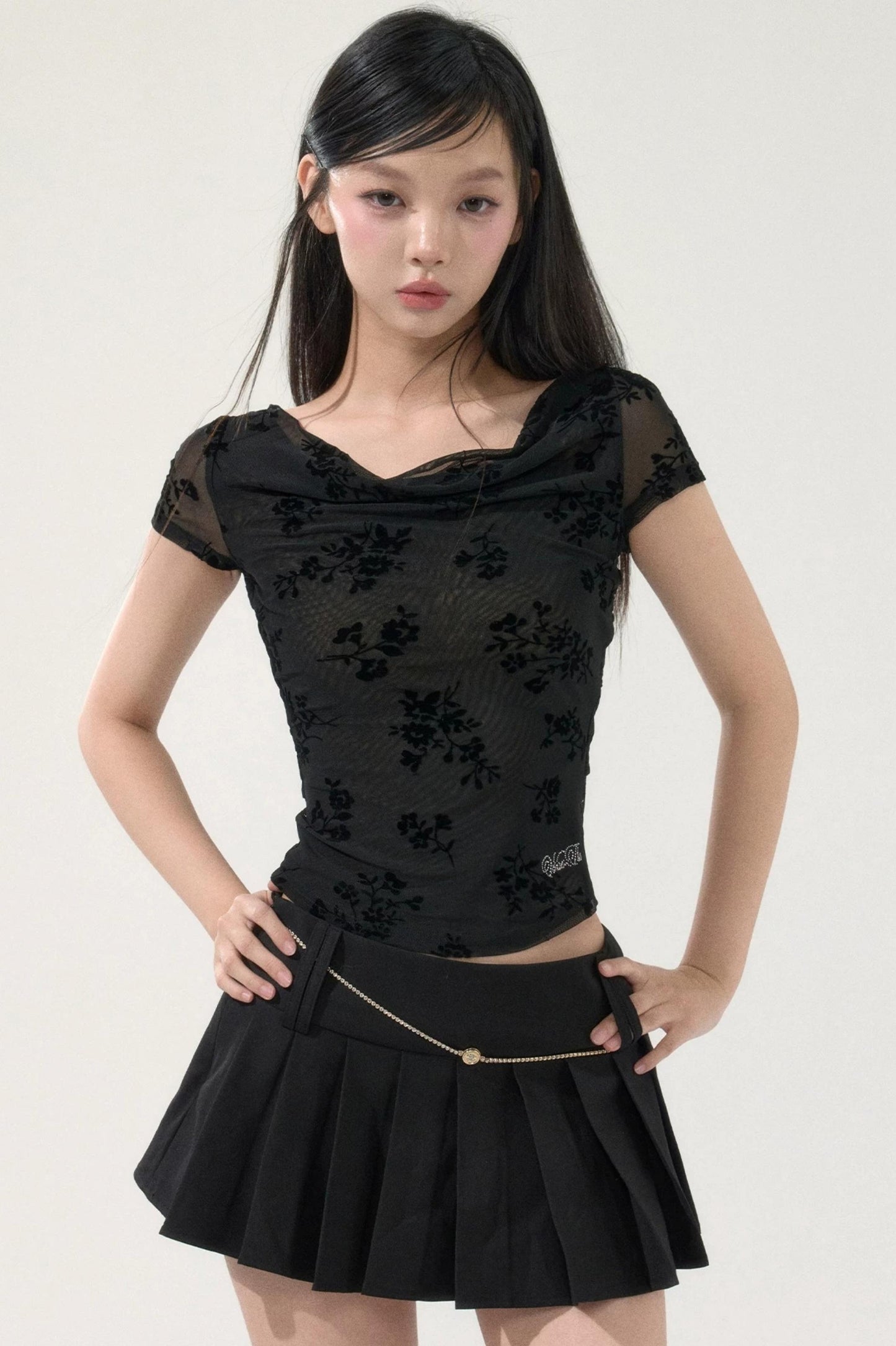 Romantic Velvet Floral Top