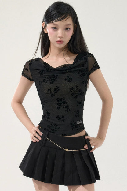 Romantic Velvet Floral Top