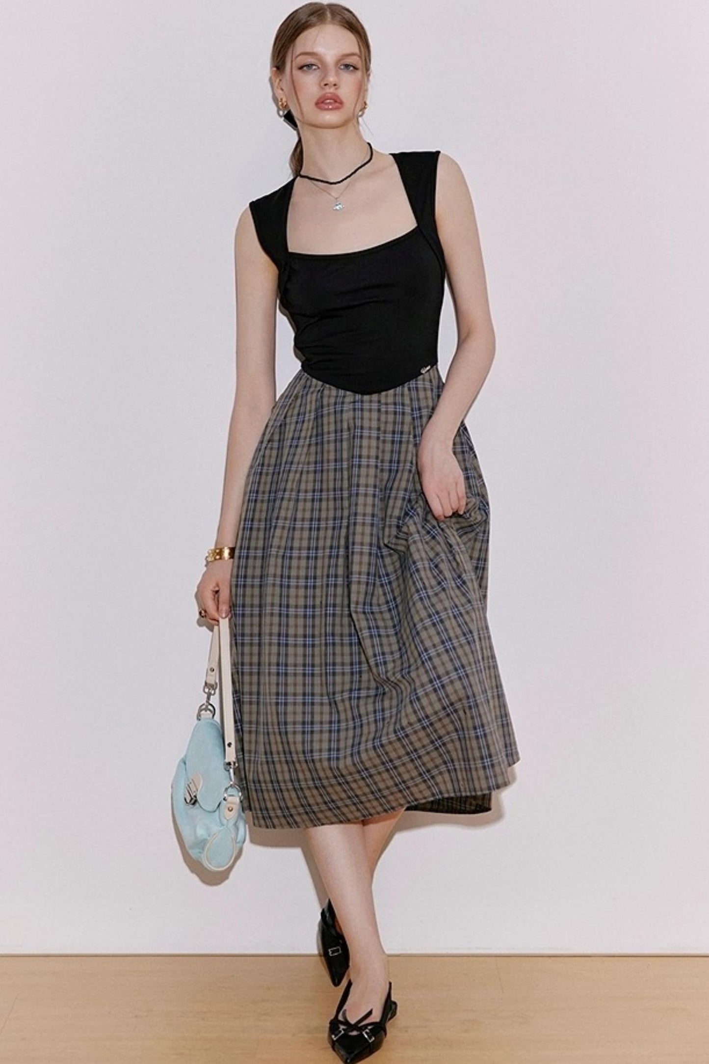Classic Check Shearling Style Dress