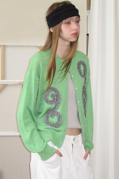 Emerald Pleated Knitwear Cardigan