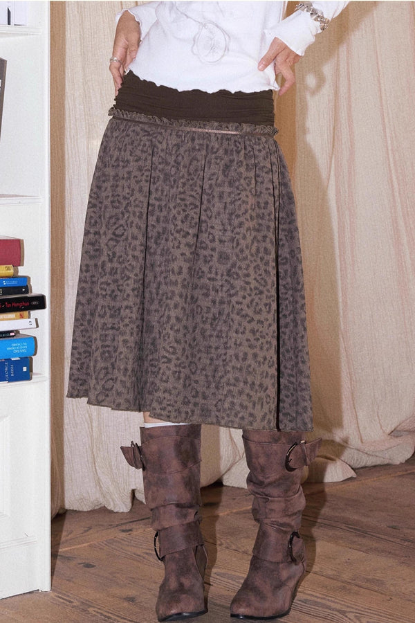 Leopard Knitted Waist Skirt