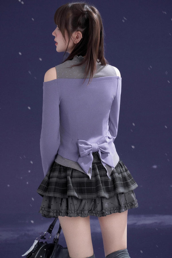 Energetic Two-Tone Off-Shoulder Top