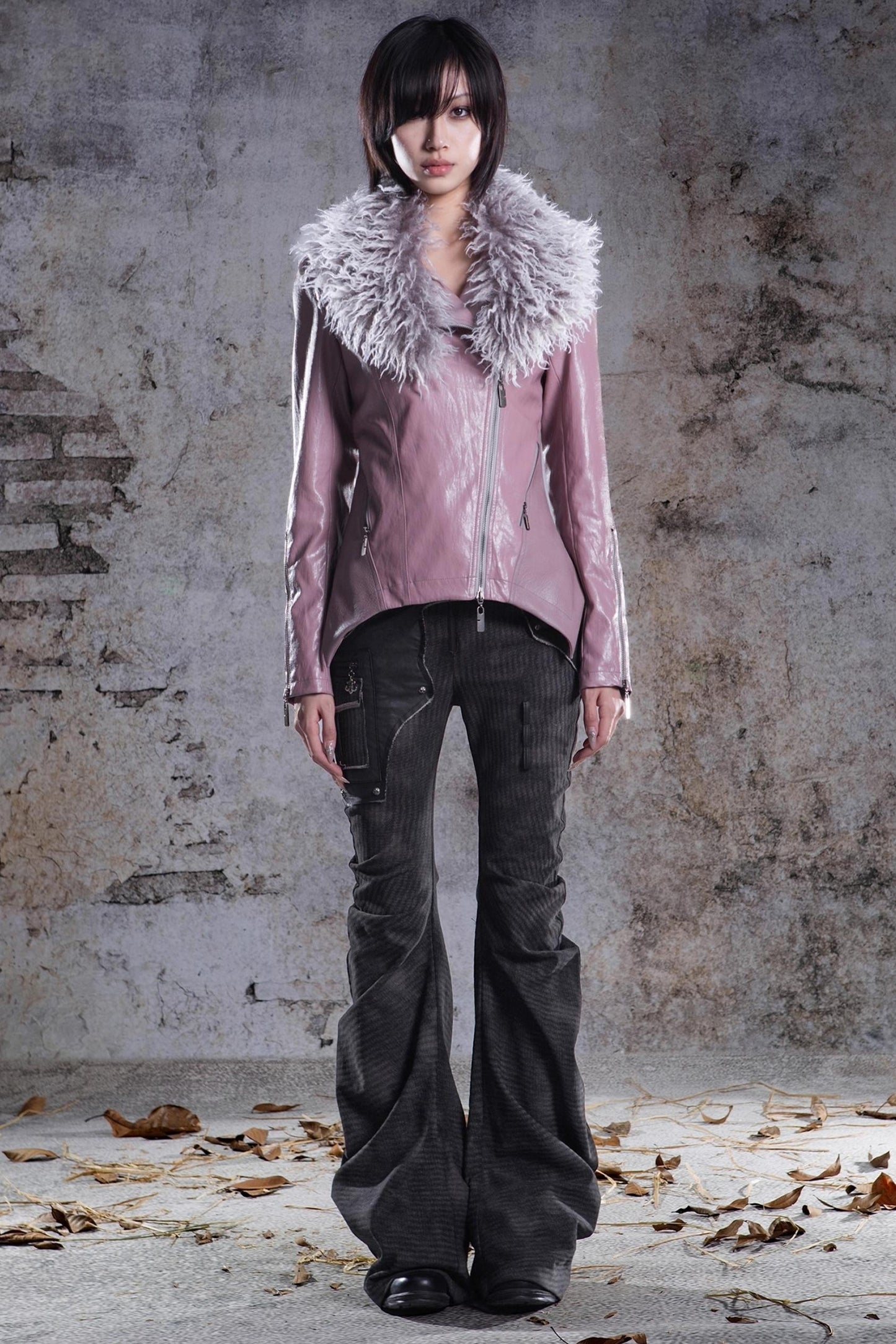 Slim Fit Leather Punk Jacket