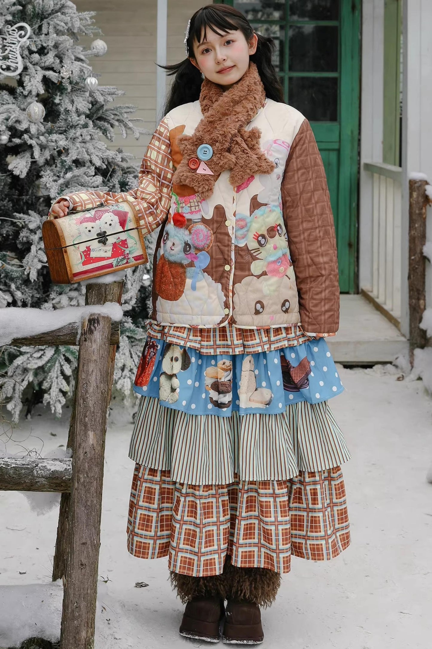 Angel Doll Print Quilted Jacket