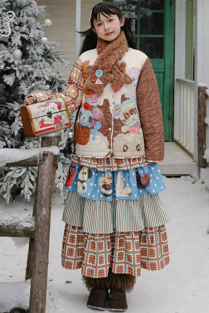Angel Doll Print Quilted Jacket