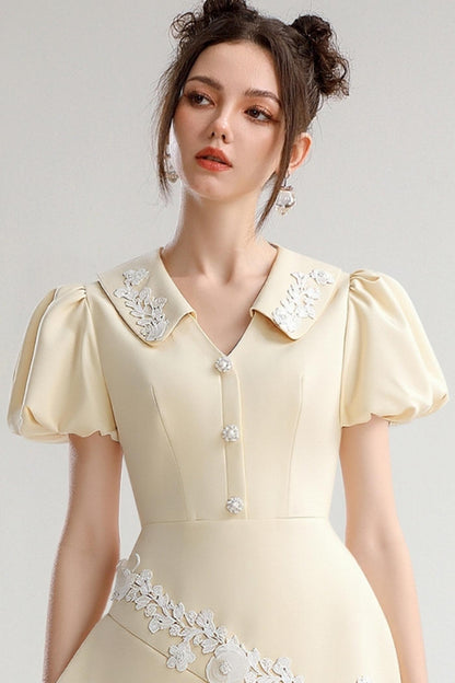 Vintage Doll Collar Asymmetrical Dress