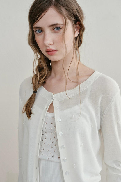 Heartbeat Beaded Knit Cardigan