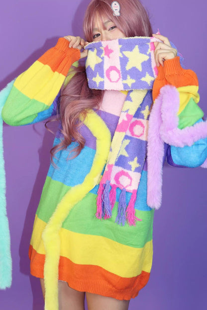 Star Patchwork Knit Scarf