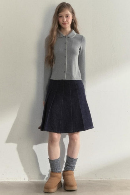 Pink and Gray Doll Collar Top
