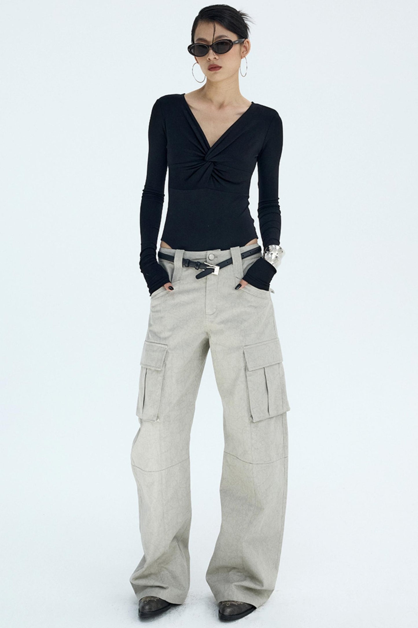 Retro Distressed Glacier Cargo Pants