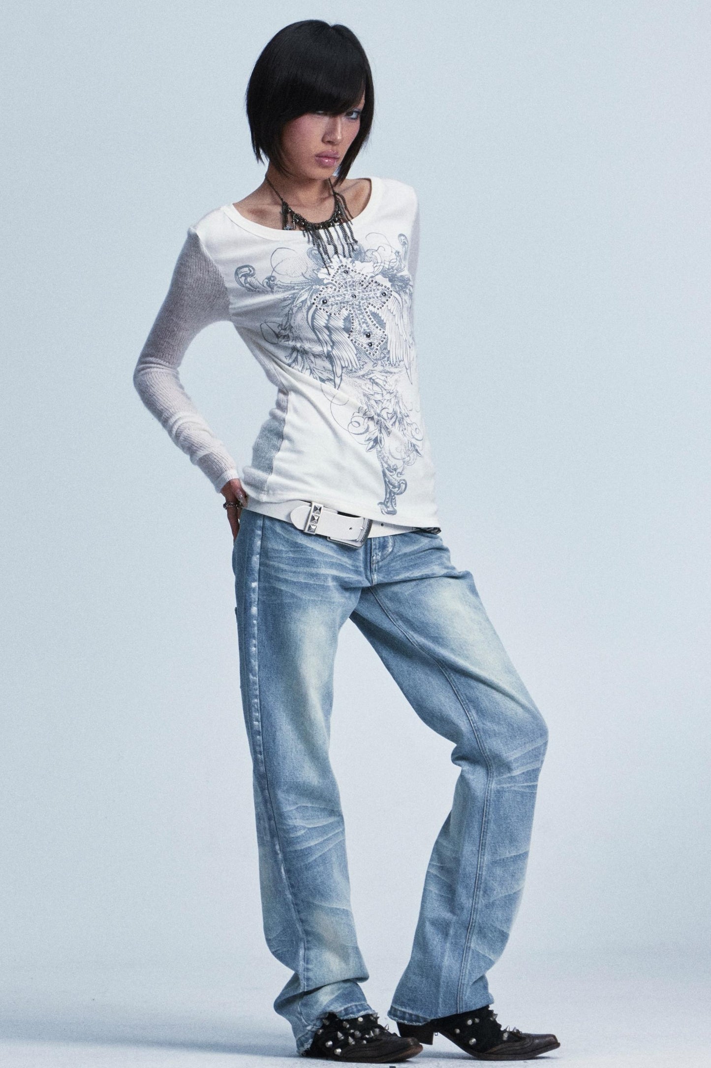 Vintage Washed Distressed Jeans Pants