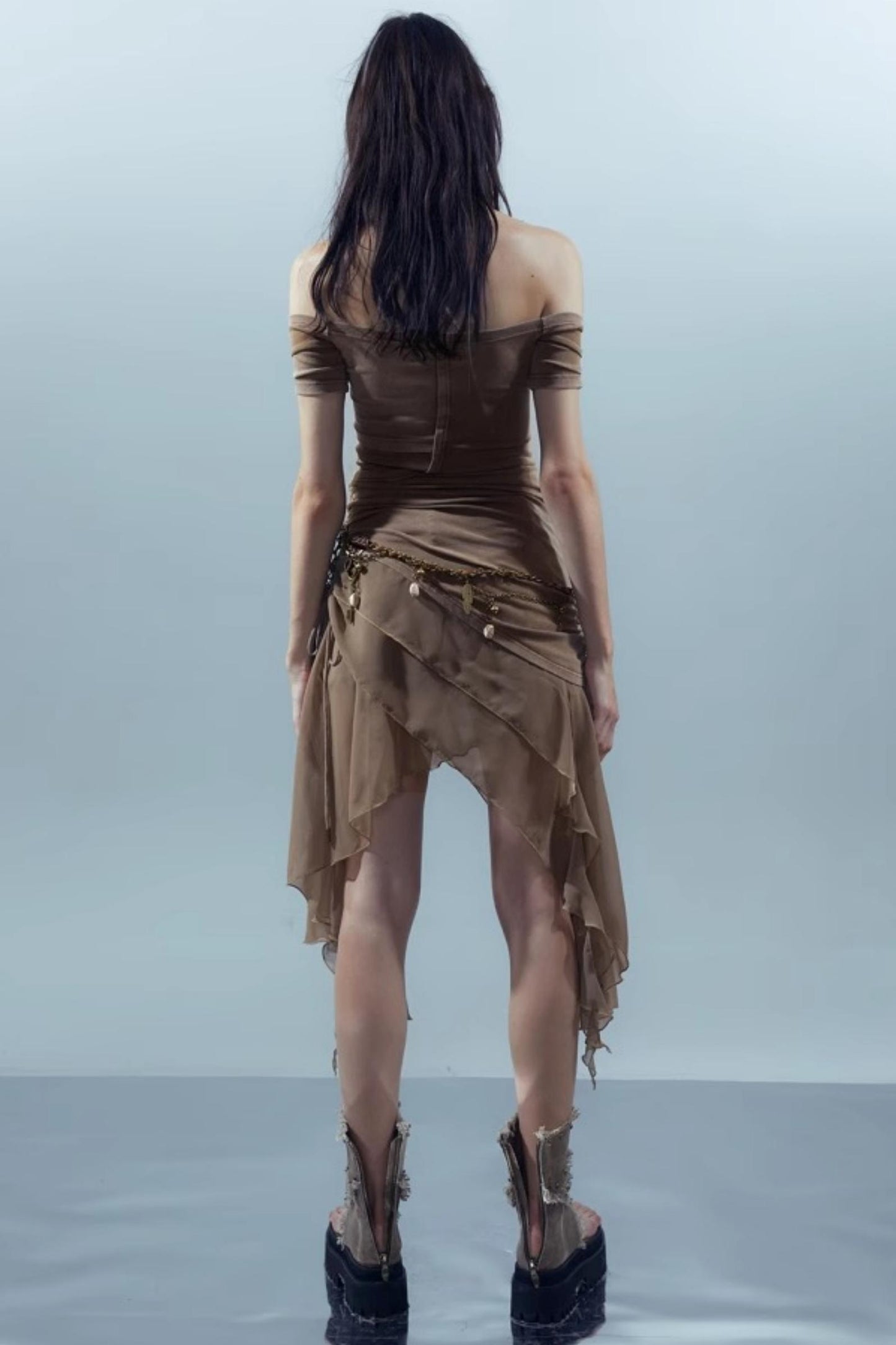 Patchwork Chiffon Asymmetrical Dress