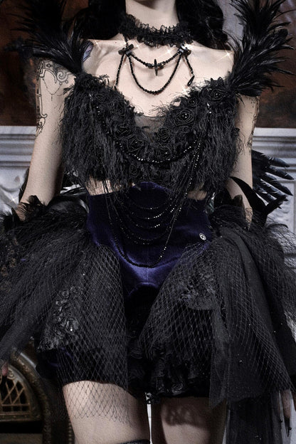 Diamond Feather Trailing Dress