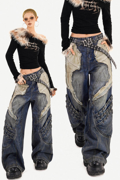 Irregular Patchwork Wide-Leg Pants