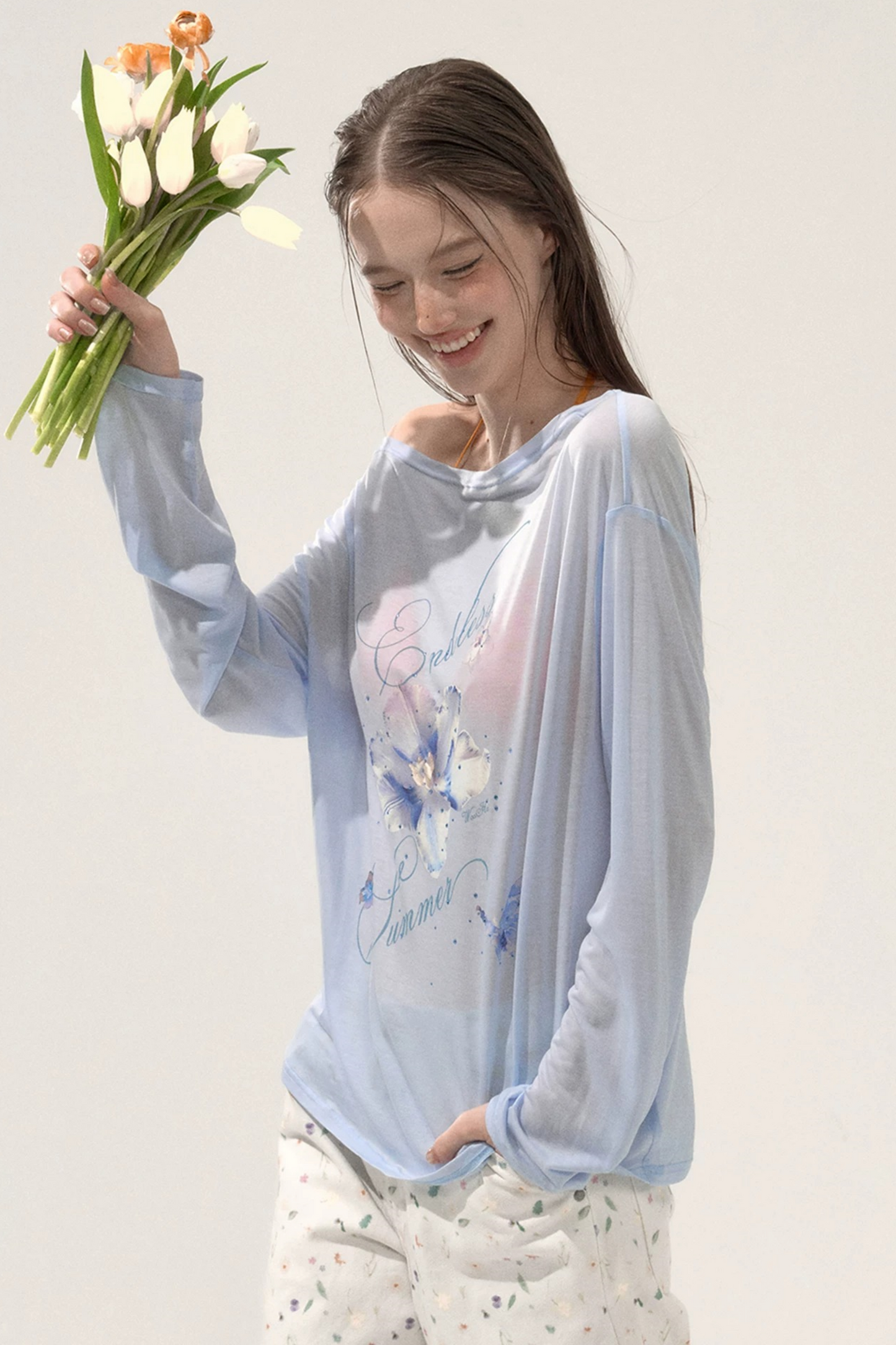 Asymmetrical Printed T-Shirt