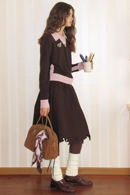 Sakura Brown Wool Top
