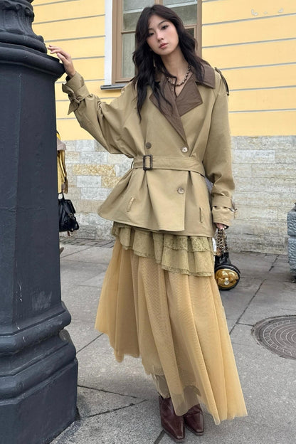 Vintage Lily Silhouette Reversible Trench Coat Set-Up