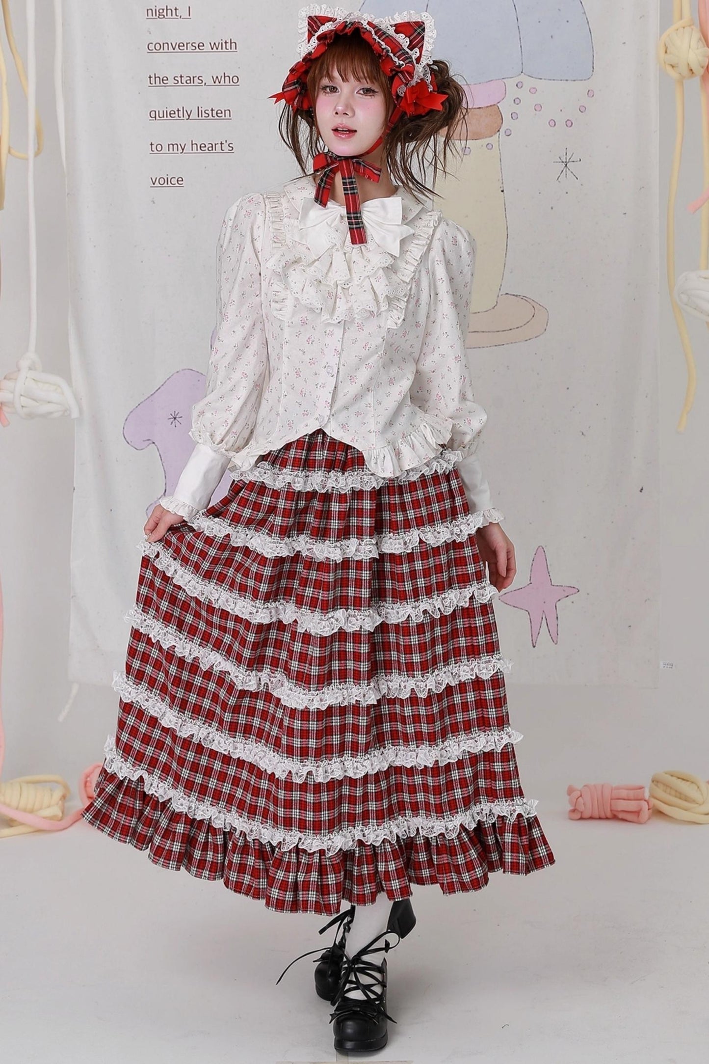 Red Plaid Lolita Skirt