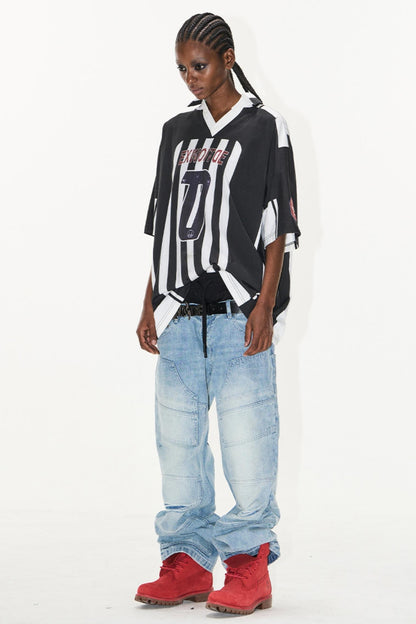 Striped V-Neck Polo Tee