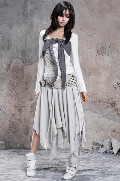 Irregular Multi Layer Rivet Skirt