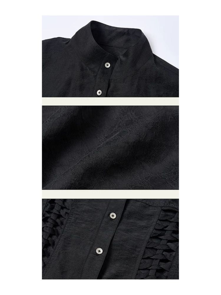 Standing Collar Design Niche Tencel Shirt