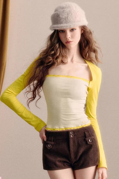 Color-Block Square Neck Blouse