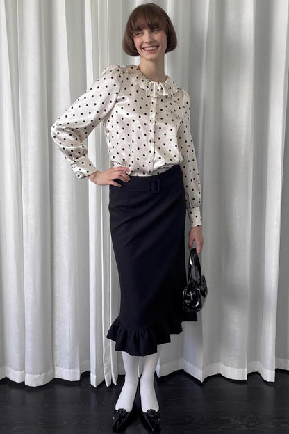 Loose Lace Polka Dot Satin Shirt