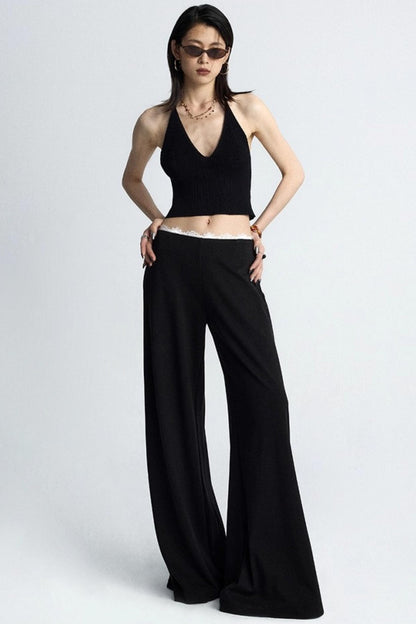 Summer Lace Draped Wide-Leg Pants