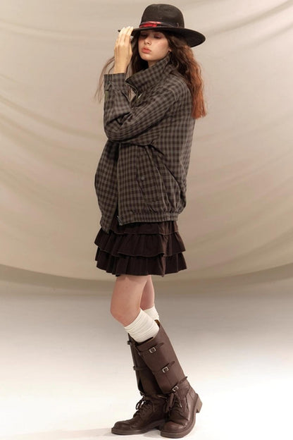 Linen Plaid Double Sided Jacket