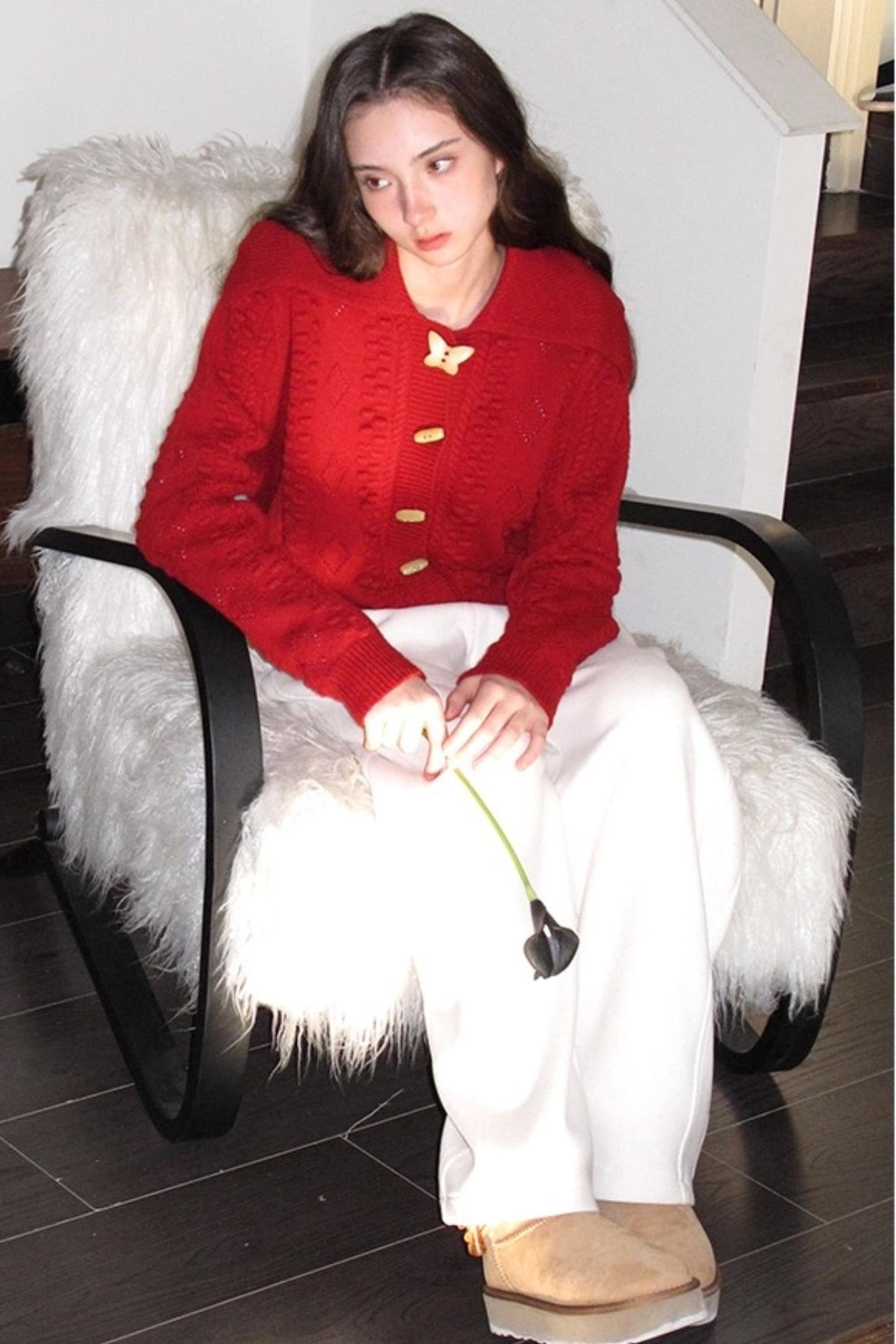 Winter Gingerbread Knitted Cardigan Set-Up