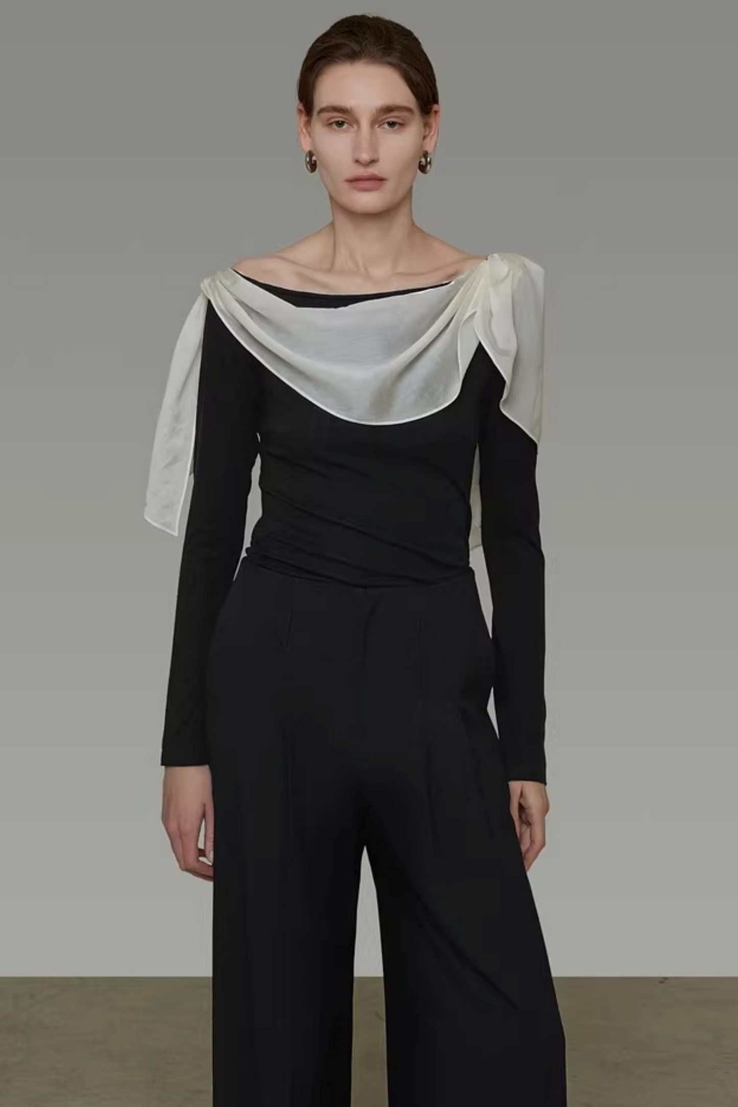 Spliced Neckline Knit Top