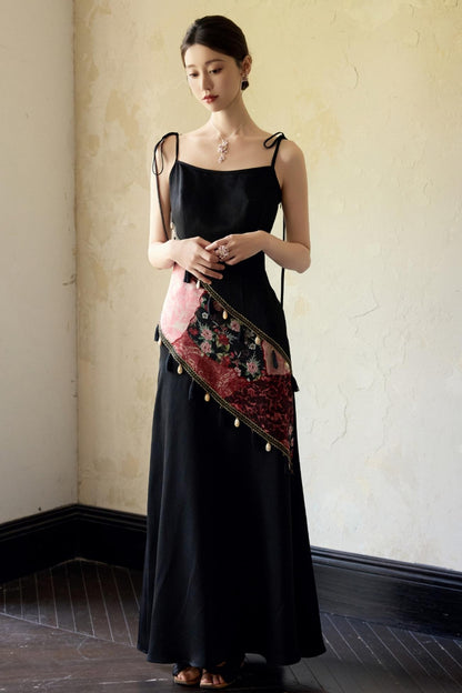 Slim Fit Vintage Black Sundress