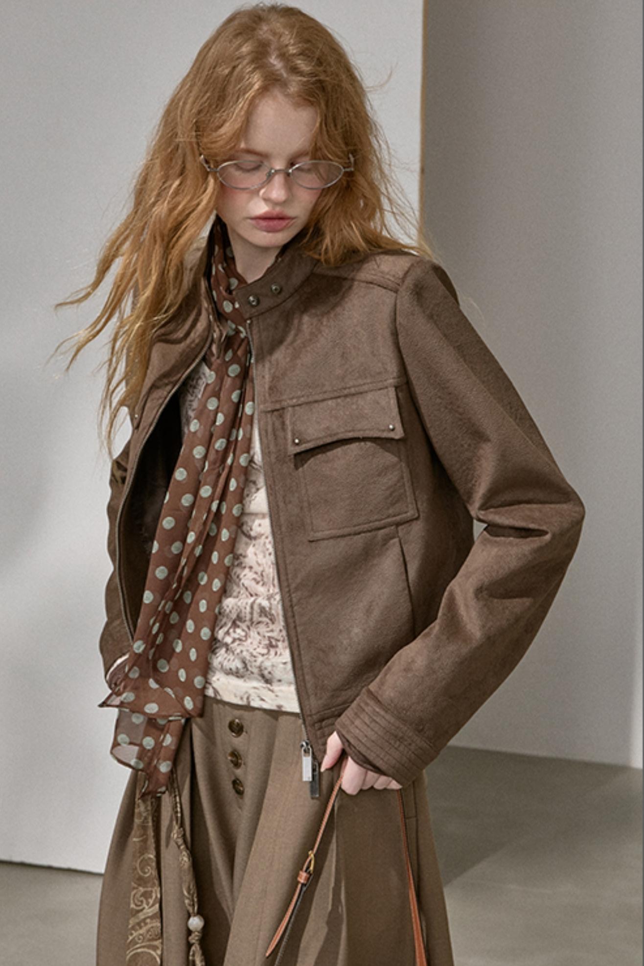 Suede Tailored Short Jacket