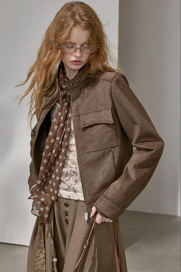 Suede Tailored Short Jacket